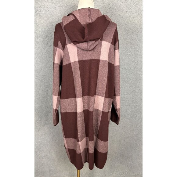 Belldini Women's Plaid Hooded Open Cardigan Brown 3XL New Without Tags - Picture 5 of 8
